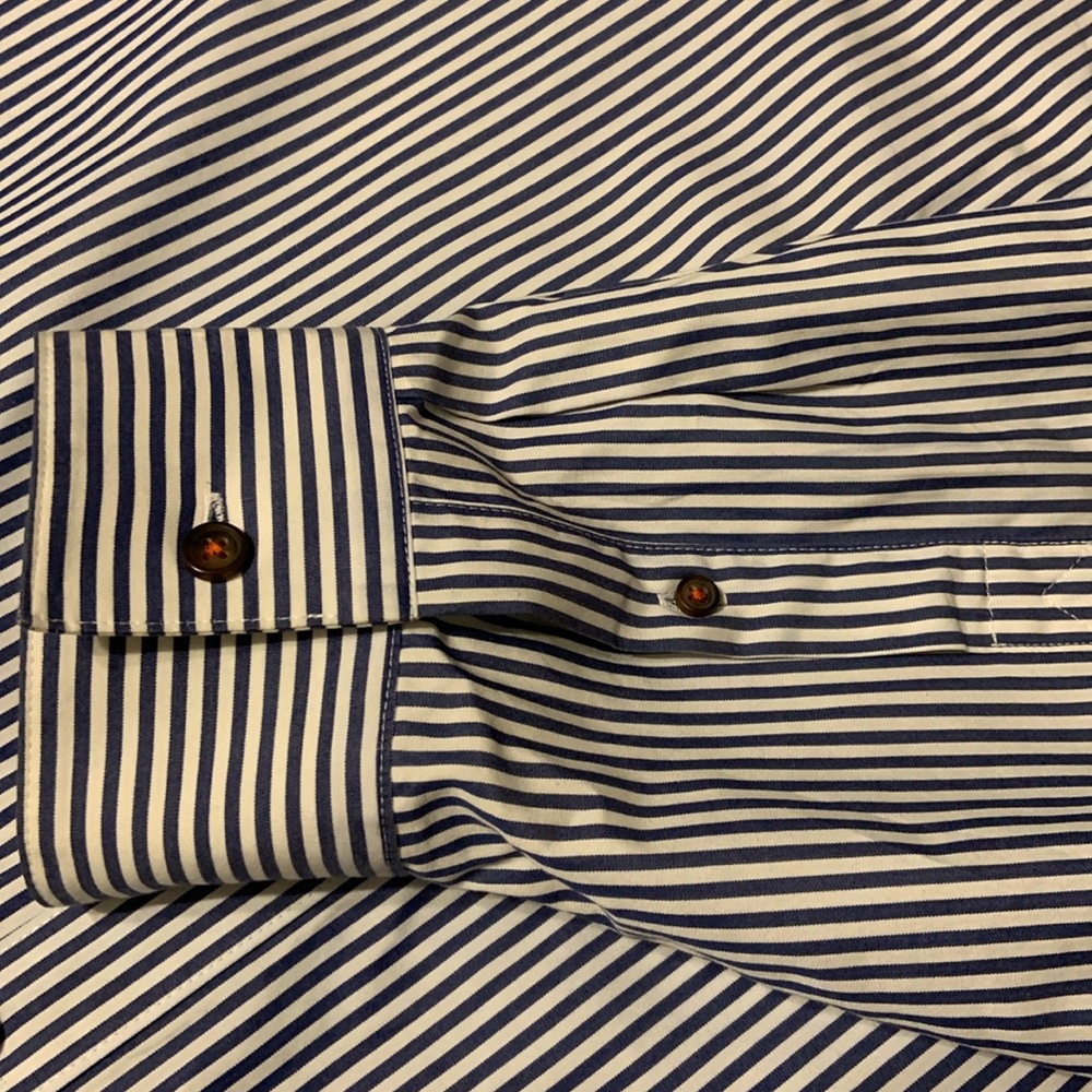 MICHAEL Michael Kors blue and white pinstripes shirt. - Picture 8 of 12